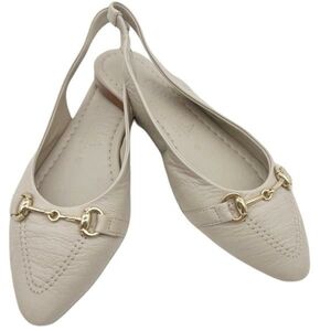 Carmela Women's Chic Beige Pointed Toe Slingback Flat Leather Loafers. NWT